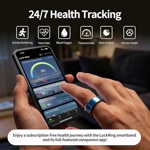 Mirlray Smart Ring for Women & Men, Smart Ring Health Tracker, Blood Oxygen & Heart Rate Monitor, Long Lasting Battery Sleep Ring, Waterproof Fitness Ring (Ti-Blue, 10) - Image 2