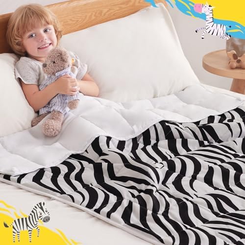 anfie Weighted Blanket(36"x48" 3lbs) Weighted Blanket Cooling Blanket for Resting,Throw Size Breathable Blanket with Premium Glass Bead(White Zebra) - Image 3