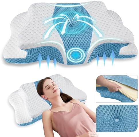 Pain Relief Cervical Pillow for Neck Support,Adjustable Ergonomic Pillow by QIUBABYO