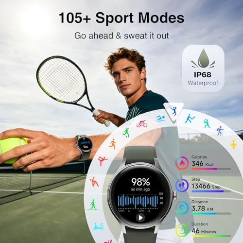 Smart Watch for Men Women, 105+ Sports Modes Fitness Tracker (Green) - Image 4