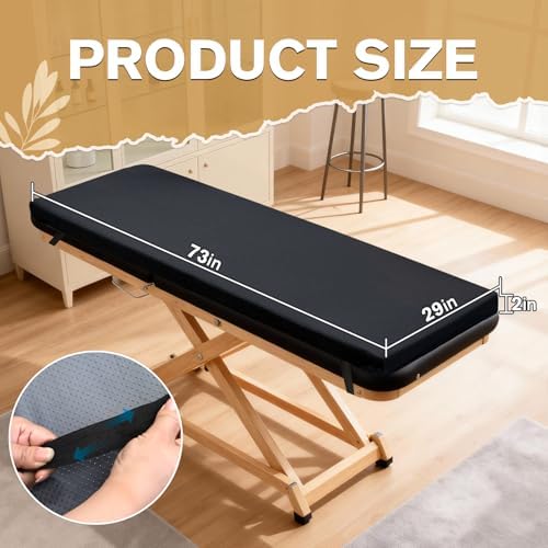 Massage Bed Topper 73x29x2 Inch Lash Bed Foam Topper with Removable Cover and Elastic Bands Non-Slip Massage Table Pad for Spa Lash Extensions Salon, Black - Image 2