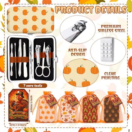 12 Set Thanksgiving Manicure Set Bulk Gifts with Bag Card - Image 2