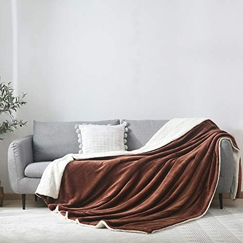 NANPIPER Fleece Throw Blanket Reversible Sherpa Flannel Blanket Super Soft Fuzzy Plush Microfiber (90"x90" Brown) Queen - Image 2