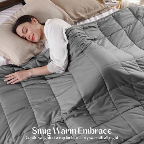 Smart Queen Weighted Blanket 15lbs (60”x80”,Grey) Full Size Soft Cooling Heavy Blanket for Sleeping, Breathable All Season Comfort with Premium Glass Beads,Machine Washable - Image 2