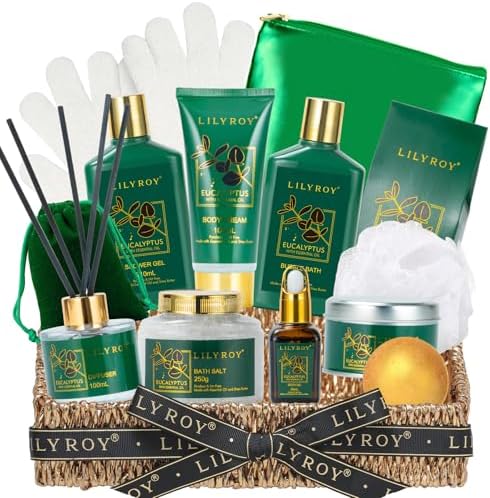 Eucalyptus Spa Gifts Set, 15Pcs Premium Spa Gift Baskets for Women & Men by LILYROY
