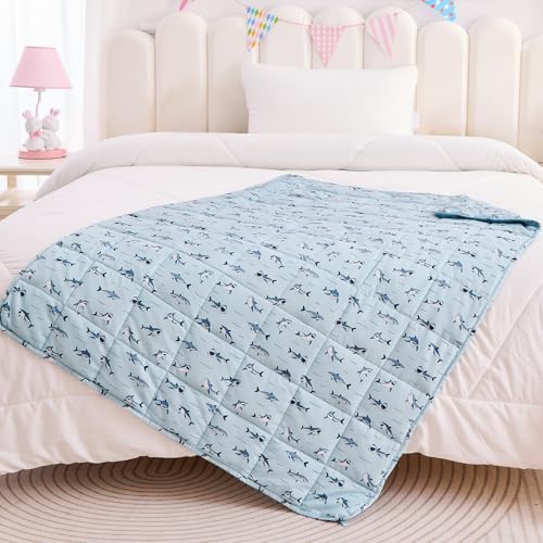 yescool Shark Weighted Blanket 5 Pounds Cooling Weighted Lap Blanket, Breathable Heavy Blanket, Weighted Throw Blanket Gifts for 40-60lbs, 36"x48" by yescool