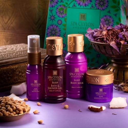 Spa Ceylon Ayurveda Sleep Discovery Set – 4-Piece Natural Bedtime Gift Set with Lavender, Ylang Ylang & Patchouli – Shower Gel, Body Milk, Pillow Mist & Hydrating Butter - Image 4