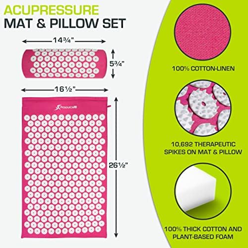 ProsourceFit Acupressure Mat and Pillow Set for Back/Neck Pain Relief and Muscle Relaxation, Pink - Image 2