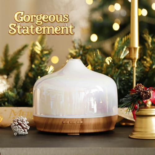 Porseme 500ml Glass Essential Oil Diffuser Aromatherapy Ultrasonic Cool Mist Humidifier 15-21 Running Hours Waterless Auto-Off Air Diffusers for Sleeping Yoga Working Spa(White Jade) - Image 4