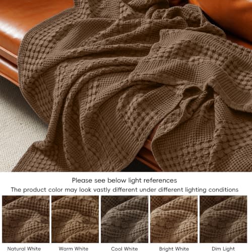 PHF Lightweight 100% Cotton Waffle Blanket for Bed, King, Chocolate - Image 6