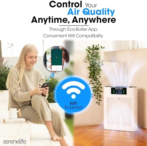 SereneLife Air Purifier for Home - Smart Room Air Purifier with Sleep and Automatic Modes, WiFi and App Control, Ultra Quiet, Removes Dust, Pet Hair and Odor for Large Rooms up to 1,076 Sq Ft (White) - Image 6