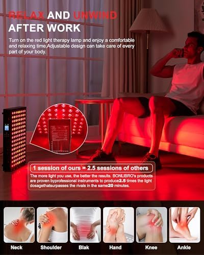 Red Light Therapy for Face and Body, Infrared Light Therapy with Timer & Remote Control, Quad Wave 660nm 850nm 630nm 940nm Near Infrared Light Therapy Panel Portable Dual Chip LED Device for Body - Image 5