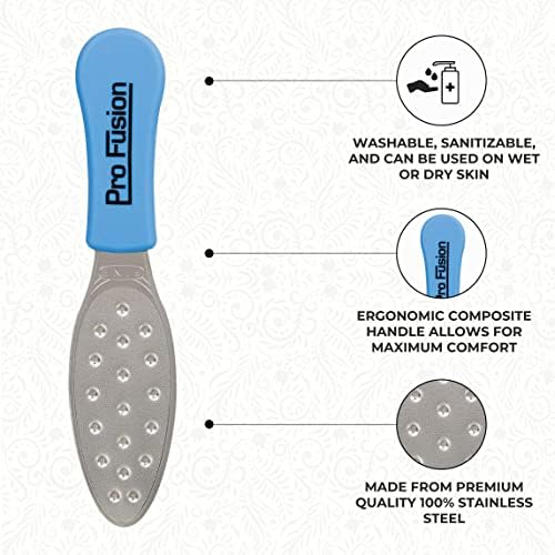 ForPro Pro Fusion Stainless Steel Pedi File - Coarse, Double-Sided Professional Quality - Blue Handle Pedicure File for Heels and Feet - 8.25” L - Image 4