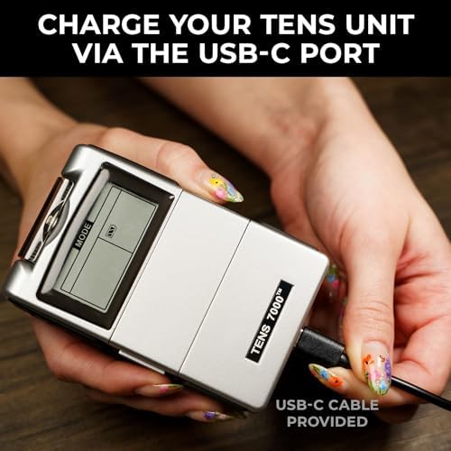 TENS 7000 Rechargeable Tens Unit Muscle Stimulator, EMS Muscle Stimulator, Back Pain Relief, 4 Electrodes/Unit Pads, Period Pain Simulator, Muscle Recovery & Growth, Stim Machine, Electrotherapy - Image 3