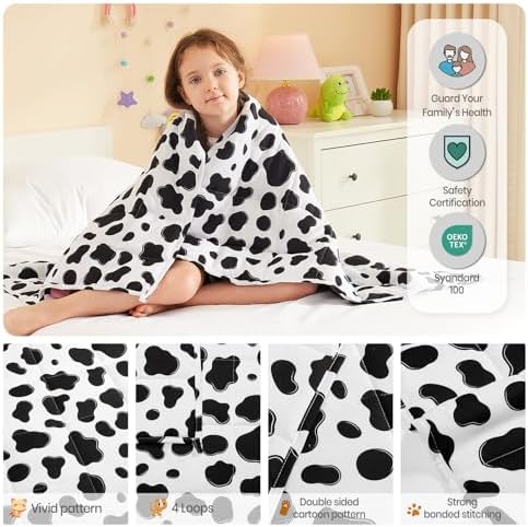 Weighted Blanket - 10 lbs Cow Pattern Heavy Blanket - Small Size Breathable Lap Blanket(50"x60", 10 lbs) - Image 5