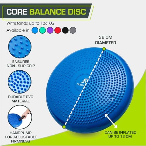 ProsourceFit Core Balance Disc, Inflatable Wobble Cushion with Hand Pump, Dual-Textured Non-Slip Surface for Core, Balance, and Stability Training, 14-inch - Image 3