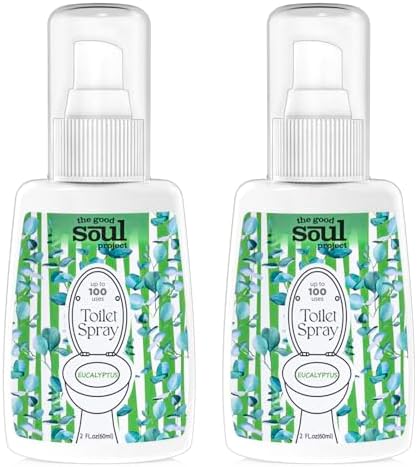 THE GOOD SOUL PROJECT Toilet Spray, Eucalyptus, Bathroom Odor Deodorizer, 2Oz Each Travel Size Air Freshener, 2 Count by THEGOODSOULPROJECT
