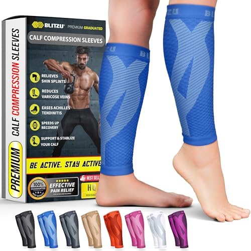 BLITZU Calf Compression Sleeves, Footless Compression Socks for Men & Women by BLITZU