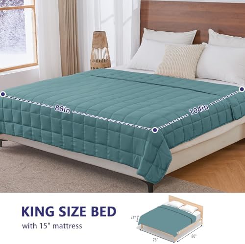 yescool Weighted Blanket for Adults (25 lbs, 88” x 104”, Teal) Cooling Heavy Blanket for Sleeping Perfect for 240-260 lbs, King Size Breathable Blanket with Premium Glass Bead - Image 2