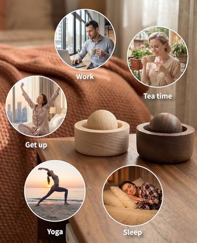 6PCS Wooden Essential Oil Diffuser, No Electricity Needed, Compact Round Ball Design Passive Aroma for Home Office Car (3 Beech & 3 Walnut) - Image 5