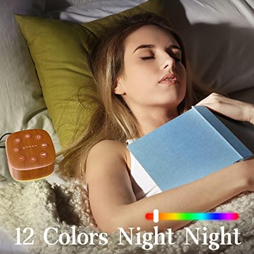 Meditation White Noise Machine Sound Machine 30 Soothing Sounds 12 Night Light 5 Auto-Off Timer Portable Sleep Machine for Travel Powered by AC or USB Sleep Therapy for Baby Kids Adults (Wood Grain) - Image 3