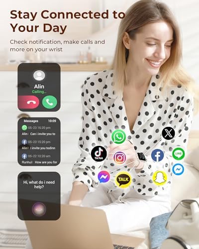 Iaret Smart Watch for Women, 4 Bands 1.85" DIY Dial Smartwatch with Bluetooth Call, Fitness Tracker with 100 Sports Modes Heart Rate Sleep Monitor Pedometer Compatible with iPhone & Android - Image 3