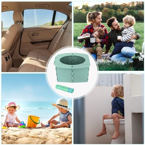 Travel Potty for Kids, Reusable Portable Folding Potty for Toddler, Foldable Toilet for Outdoor Camping, Toddler Potty Seat (Green) - Image 7