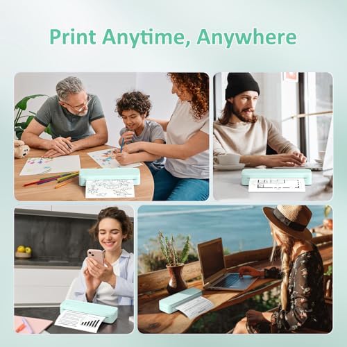Gloryang Inkless Portable Printer for Travel, Wireless Thermal Printer Supports 8.5 x 11 Inch Thermal Paper, Bluetooth Machine Includes Carry Case and 3 Rolls of Paper Kit, Green - Image 6