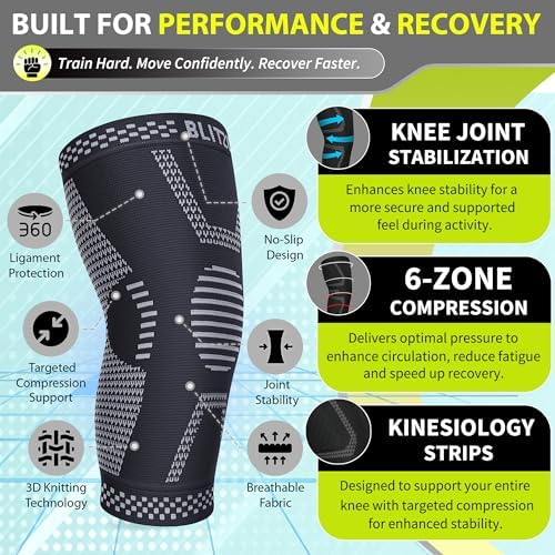 Knee Brace Men & Women, Knee Compression Sleeve Support Wrap Tendonitis S - Image 4
