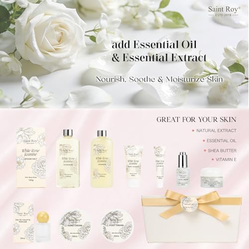 37Pcs Rose Jasmine Bath and Body Gift Basket, Facial Skin Care Set, Spa Kit - Image 4