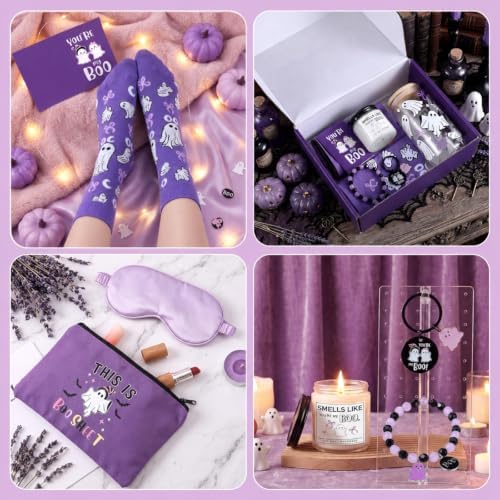 9 Pcs Boo Basket Stuffers for Women Purple Halloween Spooky Gift Box - Image 5
