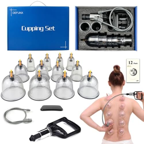 DEFUNX Cupping Set, 12 Cups Cupping Kit for Massage Therapy, Cupping Therapy Set with Pump for Back Massage, Pain Relief, Physical Therapy by DEFUNX