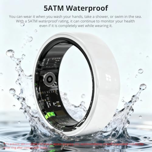 Smart Ring for Women, Health Tracker & 5ATM, COLMI R02. (White Ceramic, 8#) - Image 6