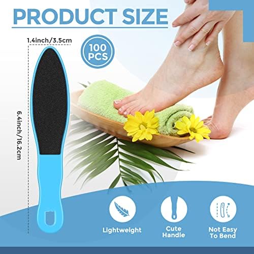 Minatee 100 Pcs Pedicure Foot File Double Sided Foot Sander Scraper, Blue - Image 2