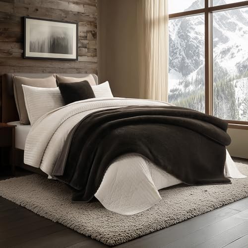 EVERGRACEHOME Faux Chinchilla Fur Throw Blanket, 72"x90", Espresso Mink - Image 2