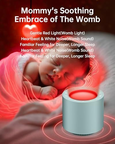 Sleep Sound Machine: Red Light Therapy White Noise Sound Machine with 38 Soothing Sounds & Calming Womb Soother, Memory Function, Dimmable Nursery Night Light with Timer for Baby Adult Gift (Slate) - Image 3