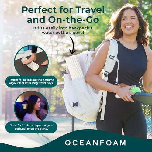 Oceanfoam Ripple Travel Foam Roller (11" x 3.35") Firm Mini Foam Roller for Physical Therapy, Deep Tissue Massage, Back Pain - High Density, Ergonomic Wave Textured - Yoga, Pilates, Exercise (Natural) - Image 5