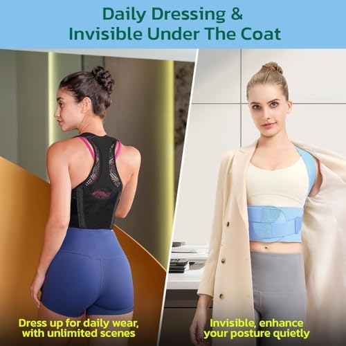 AOFIT Posture Corrector for Women, Upper Back Brace for Pain Relief Blue M - Image 6