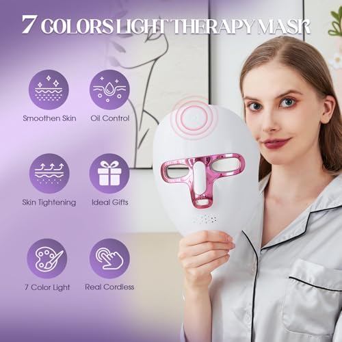 Red Light Therapy for Face, 7 Color LED Face Mask, Cordless Rechargeable - Image 3