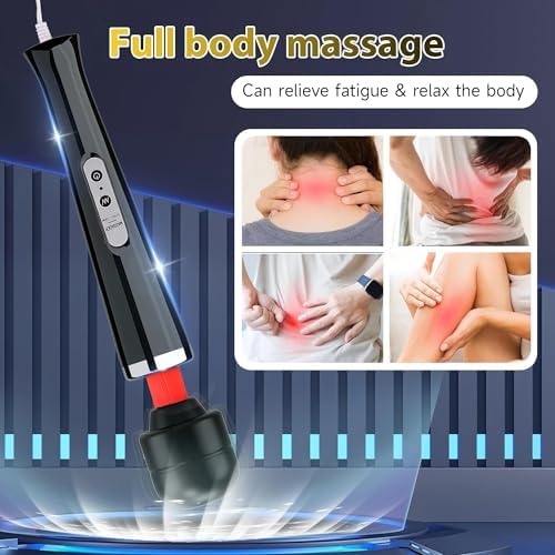 AEVEONE Personal Massage Device - Handheld Vibration Massager - Powerful Wired Wand - Best for Travel - Magic Stress Away - Perfect on Back Legs Hand Pains and Sports Recovery - Black - Image 3