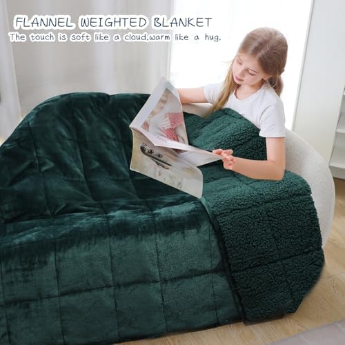 Aemicion Weighted Blanket for Adults Kids(10lbs,48"x72",Green on Both Sides) Sherpa Fleece Heavy Blanket for Sleeping Perfect for 80-110lbs, Machine Washable - Image 6