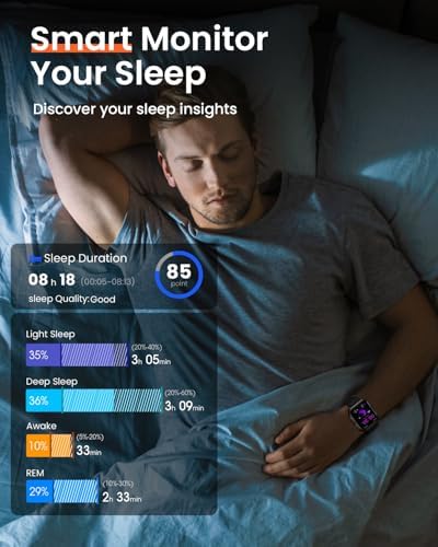 Smart Watches for Men Women: 1.85" Smartwatch with 30 Day+Battery Life Make/Answer Call Sleep Heart Rate SpO2 Monitor IP68 Waterproof 120+Sport Mode Watch for Android iPhone Samsung Black - Image 6