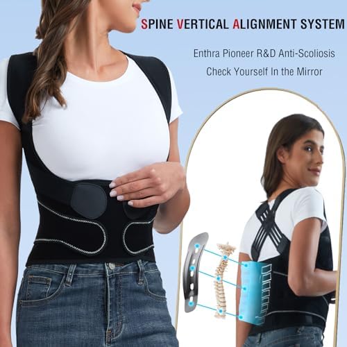 Back Brace Posture Corrector for Women and Men with Spine Vertical Alignment System, Lower Back Pain Relief, Back Straighter Instant Posture Corrector - Scoliosis (Black, Medium (Waist 32"-40")) - Image 4