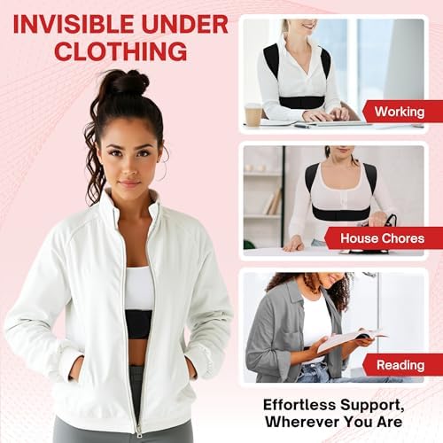 Back Brace Posture Corrector For Women|Adjustable and Breathable Posture Corrector For Men|Back Straightener Posture Corrector Providing Pain Relief from Neck, Shoulder and Upper Back (M/Black) - Image 6
