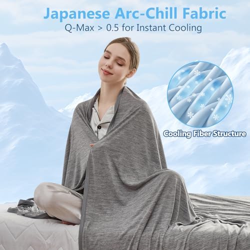 CHOSHOME Cooling Blanket for Hot Sleepers - Summer Blanket Thin Soft Lightweight Breathable Double Side Enhanced Cooling for Hot Flashes, Night Sweats, Bed, Couch (Grey, 50 x 70 inches) - Image 2