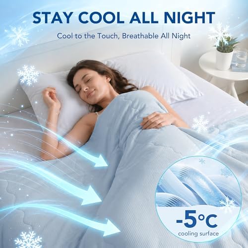 Deconovo Cooling Blanket Queen for Hot Sleepers, Lightweight Comforter - Image 4