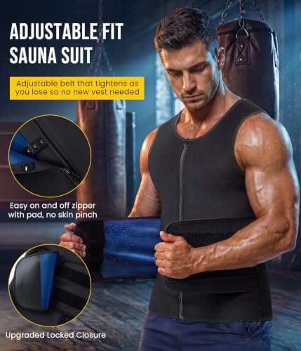 Junlan Waist Trainer Mens Sauna Suit Shirt Sweat Vest Weight Loss Gym Faja - Image 5