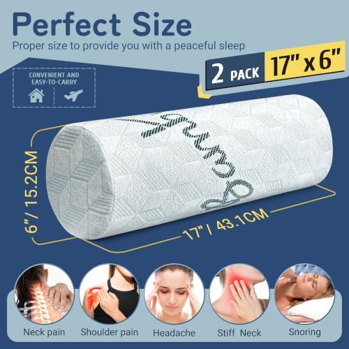 Cervical Roll Pillow, Cylinder Neck Pillow with Removable Washable Cover - Image 3