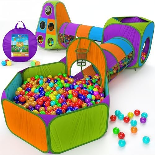 Playz 5pc Pop Up Play Tent and Crawl Through Tunnels for Kids w/Carry Bag by Playz