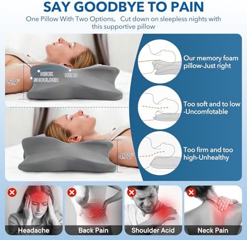 Cervical Pillow for Neck and Shoulder,Contour Memory Foam Pillow,Ergonomic Neck Support Pillow for Side Stomach Back Sleepers with Skin-Friendly Pillowcase - Image 3